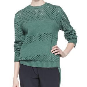 Tory Burch Green Leona Open-Stitch Sweater